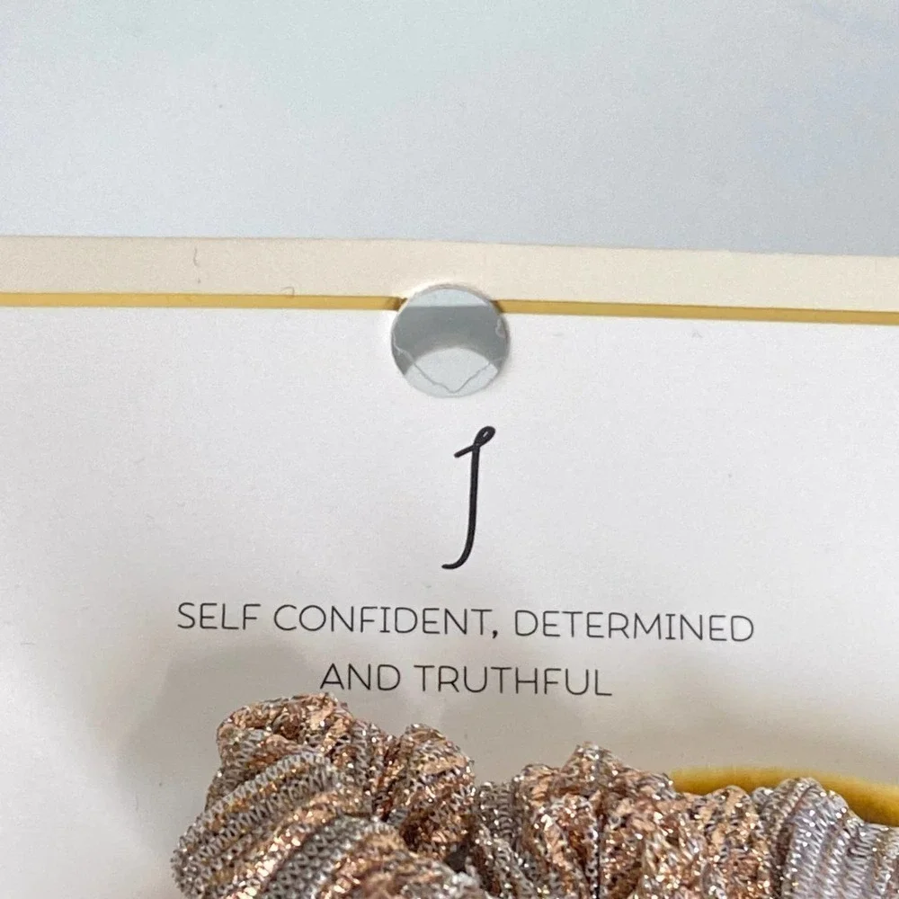 Nordstrom Preppy Chic Velvet Metallic Scrunchies Initial Charm A C D E J K R S T